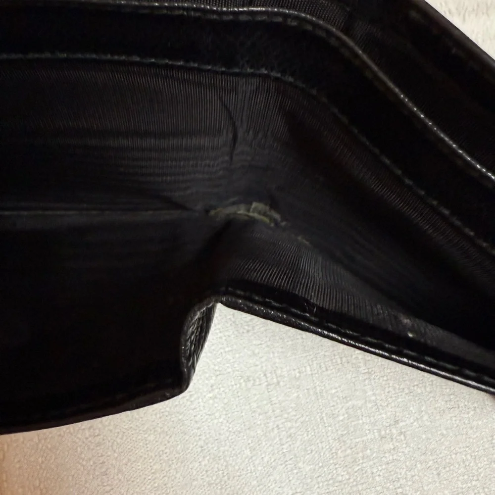Celine Black Leather wallet with Gold tone logo
